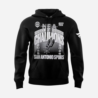 San Antonio Spurs 2026 Southwest Division Champions Locker Room Hoodie - Black