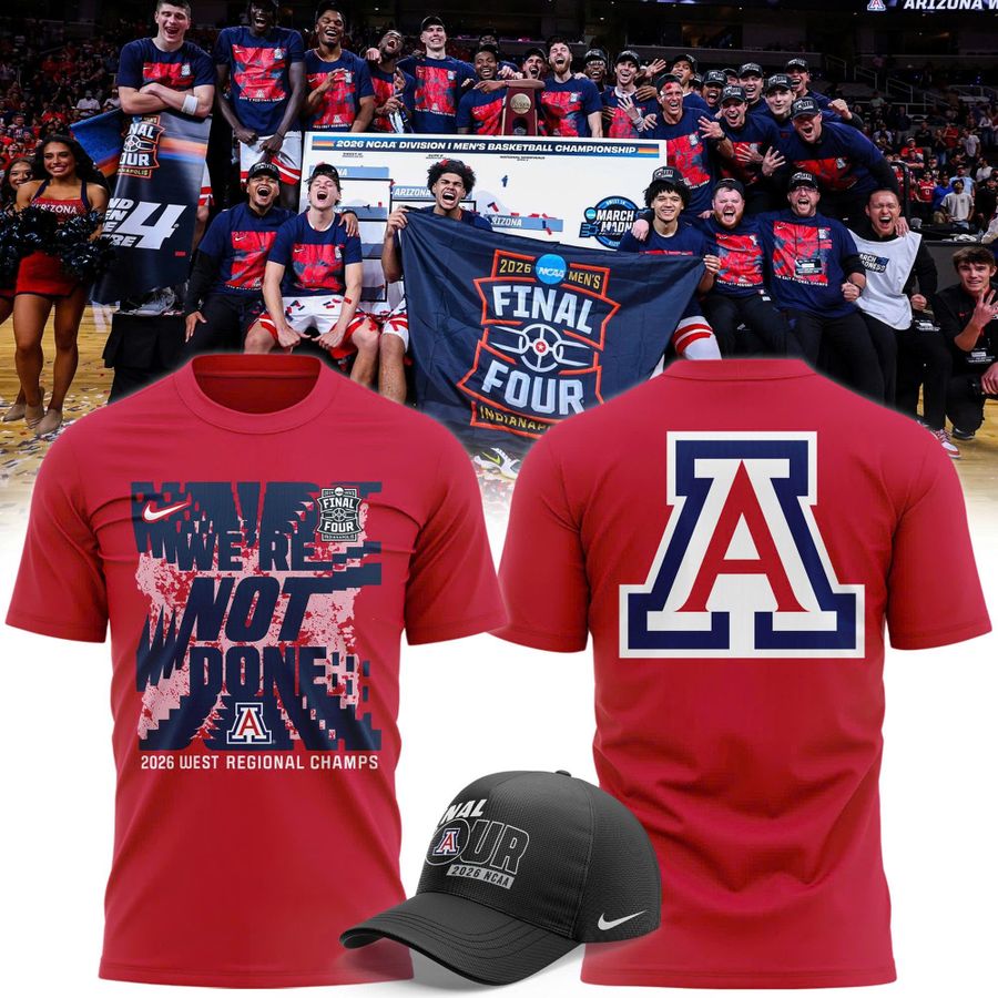 Arizona Wildcats Mens Basketball 2026 Final Four Locker Room Red T-shirt