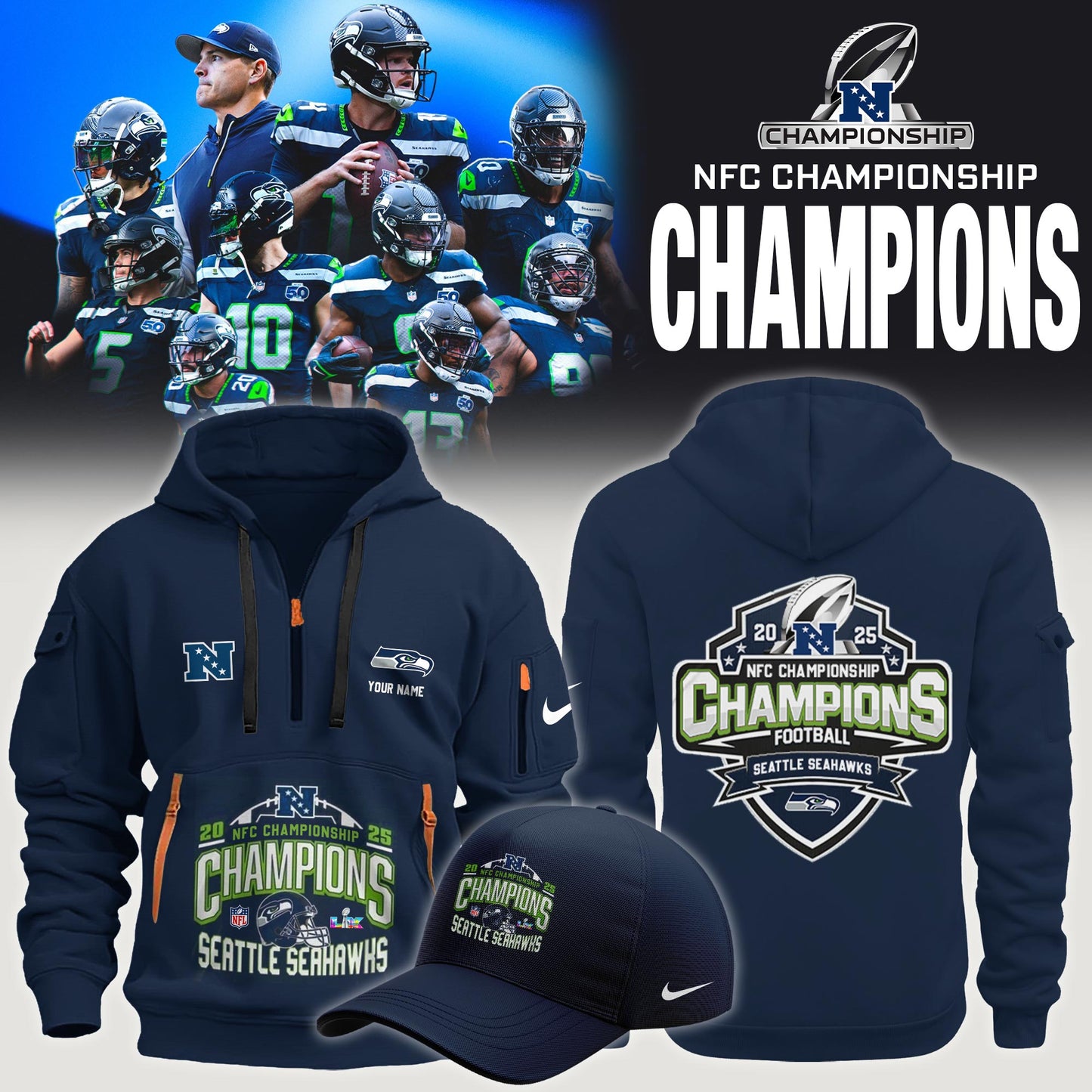 S.Seahawks 2025 NFC Conference Champions Limited New Hoodie