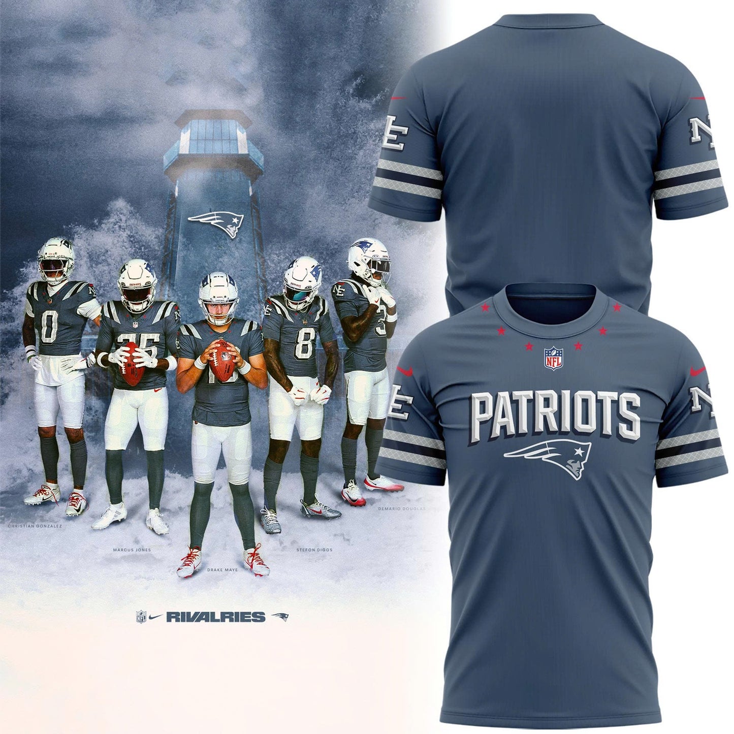 Limited edition New England Patriots T-shirt 𝙍𝙞𝙫𝙖𝙡𝙧𝙞𝙚𝙨. For fans in 2025!