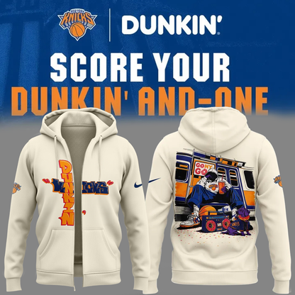 Limited Edition New York Knicks x Dunkin’ Black Zip Hoodie 2026