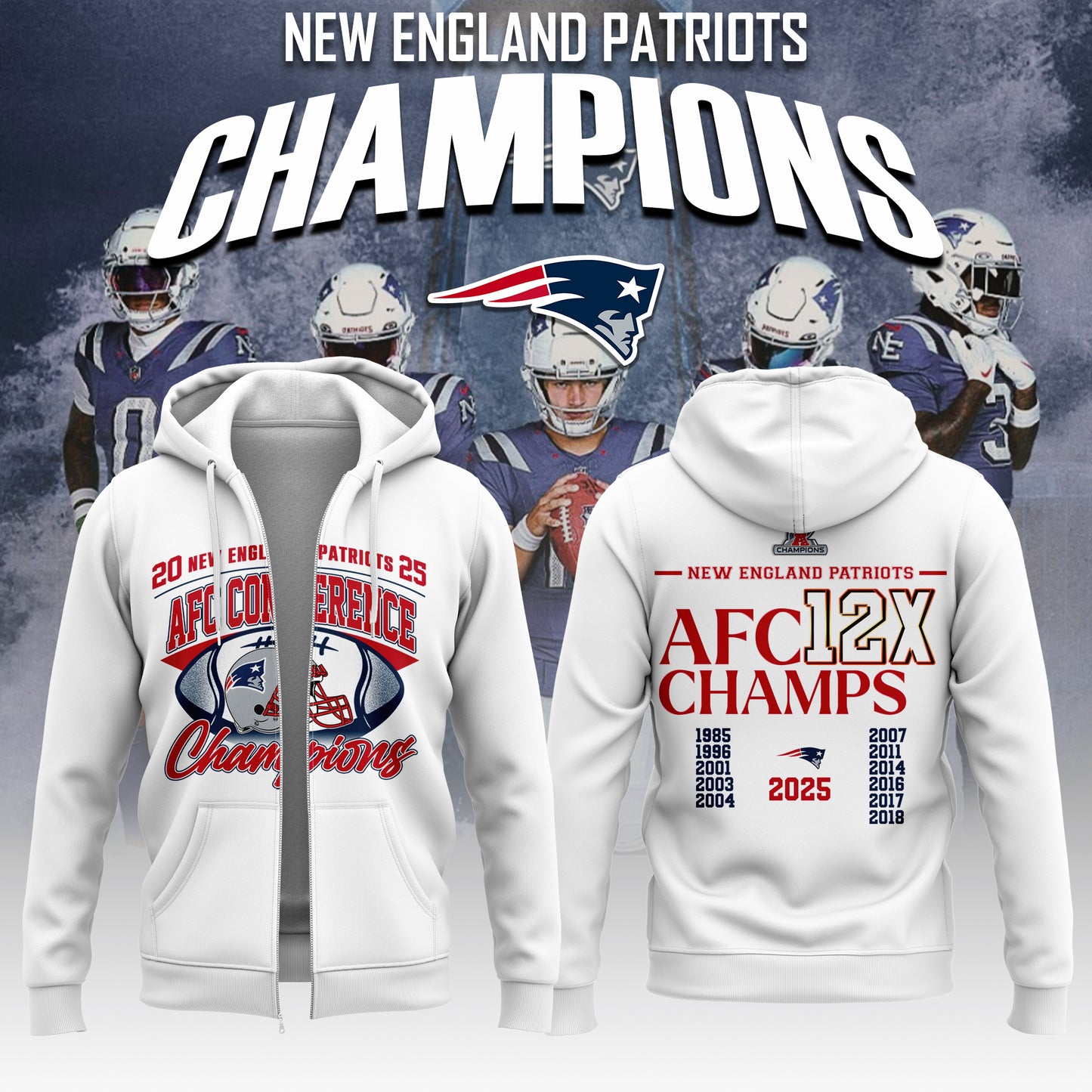 NEPatriots x 2025 AFC Conference Champions Hoodie Zip V6
