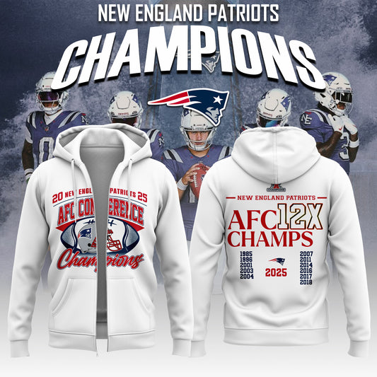 NEPatriots x 2025 AFC Conference Champions Hoodie Zip V6